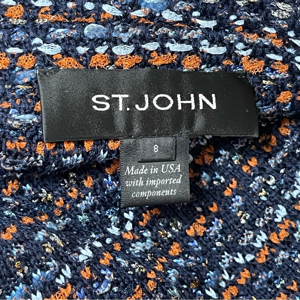 St. John Navy and Copper Tweed Blazer with Floral Scarf - Picture 8 of 15